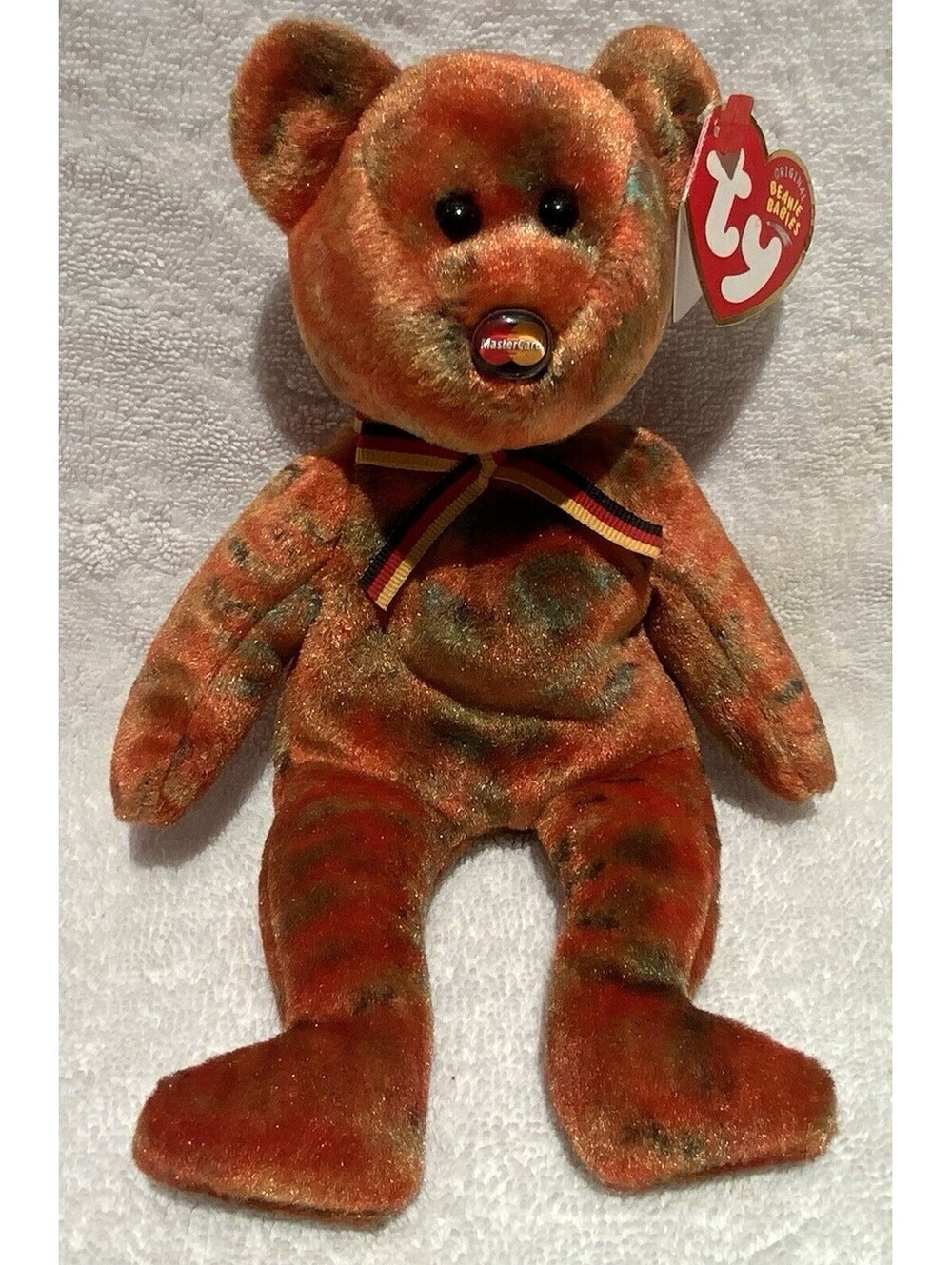 Vintage Original TY Beanie Baby Bear M.C. Beanie IV Mastercard Anniversary Bear
